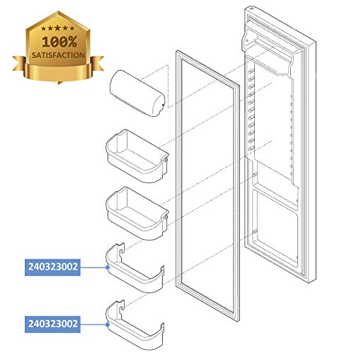 240323002 Refrigerator Door Bin Shelf Compatible with Frigidaire or Electrolux, Bottom 2 Shelves on Refrigerator Side, Clear, Double Unit, Replaces PS429725, AP2115742 - Grill Parts America