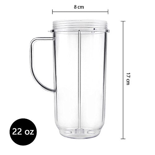 QT Tall 22oz Replacement Part Cup Mug with handle compatible with 250w Magic Bullet On-The-Go Mug - Grill Parts America