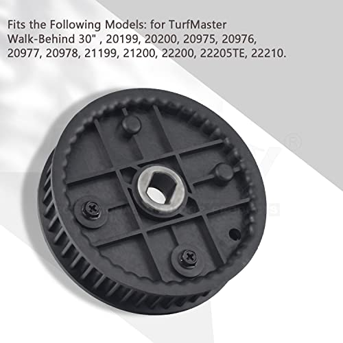 Karbay 121-9100 Sprocket with 120-3335 Belt for Toro 30" Time Master for Exmark Commercial 30 Walk-Behind ECS180CKA30000, Replaces 120-1920 120-7042 265-610 - Grill Parts America