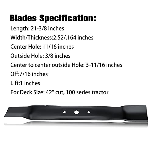 Grasscool L110 42 inch Mower Blades for John Deere L118 L111 L100 Scott's L1742 Sabre 42'' Cut Deck Mower Replace for GX20249 GX20433 GY20567 - Grill Parts America