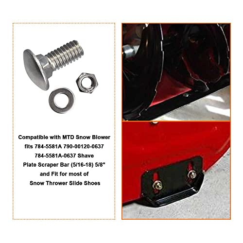 784-5581A Carriage Bolts Nuts Kits Compatible with MTD Snow Blower fits 784-5581A 790-00120-0637 Shave Plate Scraper Bar (5/16-18) 5/8" and More, Replaces 712-3010, 736-0242, 710-0260 - 4 Pack - Grill Parts America