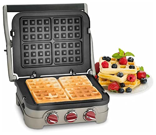 RAFBAR Waffle Plates for Cuisinart Griddler GR-4N,GR-5B P1,GR6S and GRID-8N Series, 2 Nonstick Coating Plates for 4 Slices Belgian Waffles - Grill Parts America