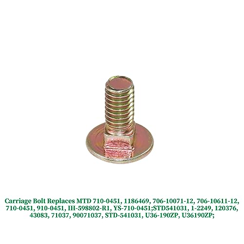 BOSFLAG 8 Pack 710-0451 Carriage Bolt with 736-0242 Washer 912-3010 Hex Nut Replaces Ryobi/mtd 710-0451, 910-0451 for MTD Cub Cadet 784-5580, 784-5581A Scraper Bar and Murray 1740718AYP Skid Shoe - Grill Parts America