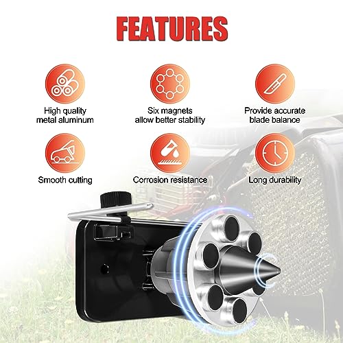 TEMSONE Lawn Mower Blade Balancer, Universal Magnetic Wall Mount Lawnmower Balances Blades Enhance Mower Longevity with Precision Balancing Replace# 42-047, 339075B (Black) - Grill Parts America