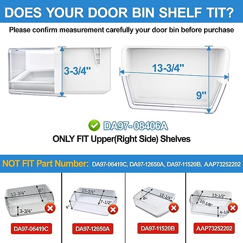 Upgraded DA97-08406A/B/C Refrigerator Door Bin Shelf Replacement for Samsung RF4287HARS Parts/RF4289 Right Fridge Door Shelf Parts AP4578480, 2051375, PS4175803, EAP4175803, with Soda Can Organizer - Grill Parts America