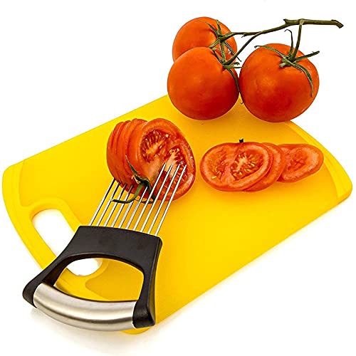 2PCs Food Choppers Slice Assistant Onion Holder Slicer| Stainless Steel Vegetable Holder Tomato Slicer Meat Slicer |Kitchen Utensil Holder Cutter Cutting Kitchen Gadget Onion Peeler - Kitchen Parts America