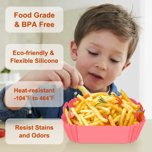 Air Fryer Silicone Liners Square 2 Pack 8.6 Inch Airfryer Liners 4-7 QT Reusable Air Fryer Liners Silicone Pot Oven Liner Baking Tray, Air Fryer Basket Silicone Mat Bowl Air Fryer Accessories Kitchen - Grill Parts America