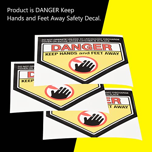 Huthbrother 3-Pcs Lawn Mower Safety Danger Keep Hands and Feet Away Deck Decal, for Most Lawn Mower Deck, Size 3.8inch×4.2inch, 610640 - Grill Parts America