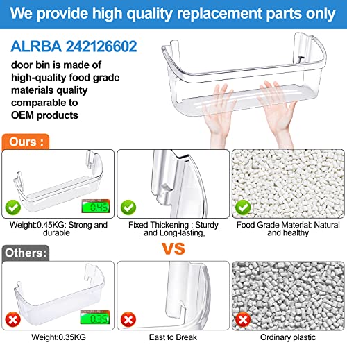 ARLBA UPGRADE 242126602 Refrigerator Door Bin Bottom 2 Shelves Replacement Compatible with Cros-ley & Frigidaire Refrigerator Door Shelf Side Rack AP6278233 4547407 FFSS2625TS0 LFSS2612TF0 2-Pack - Grill Parts America