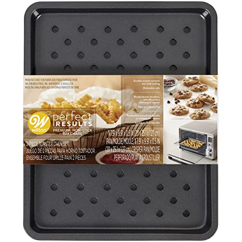 Wilton Perfect Results Toaster Oven Baking Sheet Pan & Crisper Tray, 2-Piece Set, Steel - Kitchen Parts America