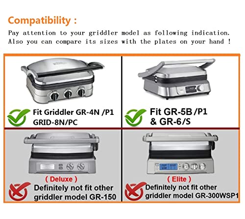 RAFBAR Waffle Plates for Cuisinart Griddler GR-4N,GR-5B P1,GR6S and GRID-8N Series, 2 Nonstick Coating Plates for 4 Slices Belgian Waffles - Grill Parts America