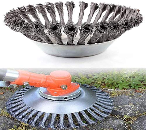 AMINORD 8" Trimmer Cutter Head Steel Wire Weed Grass Brush Cutting Lawn Mower with Lawnmower Blade Adapter for Rust Removal Paving Stone Pavement Joints or Driveway (8") (8 inches) - Grill Parts America