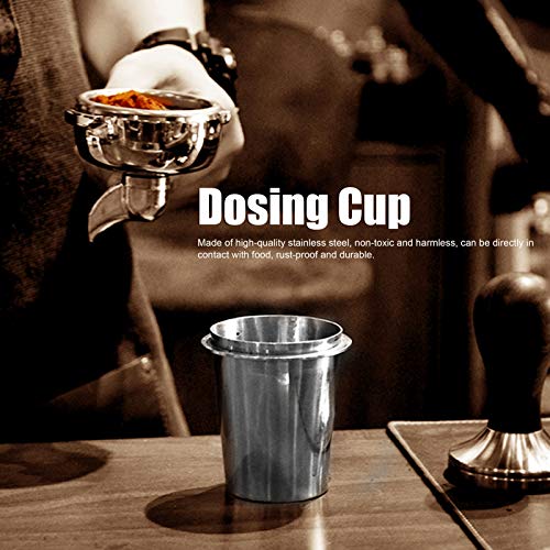 Coffee Dosing Cup, 51mm Stainless Steel Coffee Machine Handle Dosing Cup Mug Coffee Powder Feeder Part for Espresso Machine DIY Tools - Kitchen Parts America