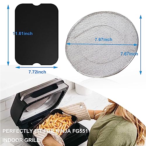 KINLYBO Replacement Splatter Shield and 3PCS Grill Mat for Ninja Foodi FG551 Air Fryer,Stainless Steel Splatter Screen Accessories for Ninja Foodi Smart XL 6-in-1 Indoor Grill - Grill Parts America