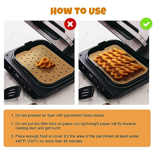 Air Fryer Liners Disposable for Ninja: 150pcs Air Fryer Parchment Paper Liners for Ninja Foodi Smart XL FG551 6-in-1 Indoor Grill Accessories Perforated Rectangle Airfryer Liner Sheets - Grill Parts America