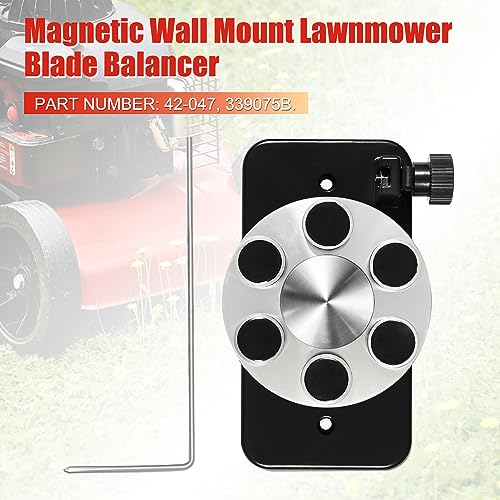 TEMSONE Lawn Mower Blade Balancer, Universal Magnetic Wall Mount Lawnmower Balances Blades Enhance Mower Longevity with Precision Balancing Replace# 42-047, 339075B (Black) - Grill Parts America