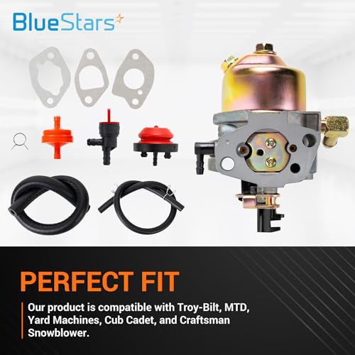 BlueStars 951-12705 Carburetor - For Troy-Bilt Storm 2410 2620 31AS62N2711 31AS2P5C711 24'' 179cc 208cc Squall 2100 MTD 31AM62EE700 31AS62EE731 Cub Cadet 524SWE Snow Blower 951-10974 951-10974A - Grill Parts America