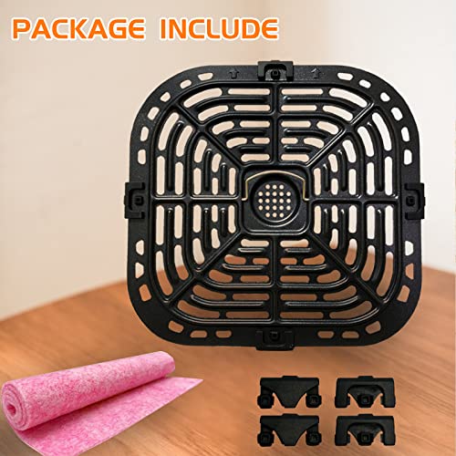 Air Fryer Grill Plate for Instants Vortex Plus 6QT Air Fryers, Upgraded Square Grill Pan Tray Replacement Parts with Rubber Feet for Instants, Non-Stick, Dishwasher Safe - Grill Parts America