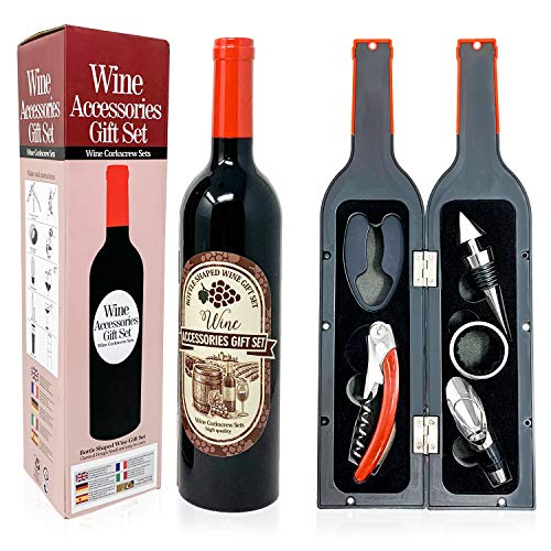 Wine Opener Set by AceProd Wine Corkscrew Opener Gift Set with Foil Cutter Wine Pourer and Stopper Wine Opener Kit Gift Idea for Women and Men - Kitchen Parts America