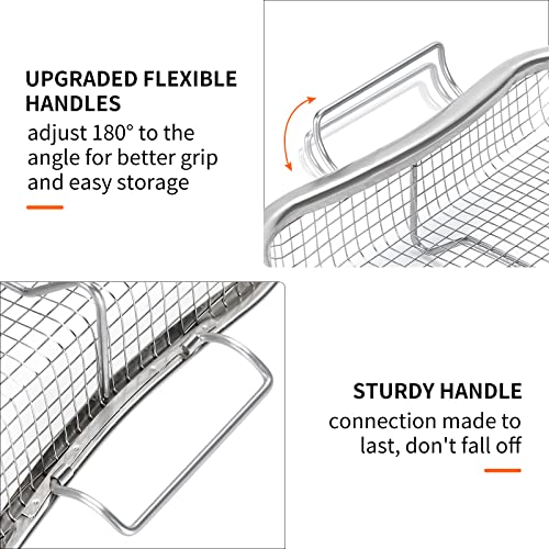 New Version Stainless Steel Air Fryer Basket For Oven 2 Piece + Stainless Steel Air Fryer Tray For Oven 2 Piece Set - Kitchen Parts America