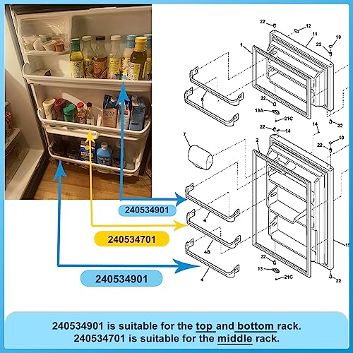 240534701 & 240534901 Refrigerator Shelf Retainer Bar Compatible with Frigidaire, Kenmore Refrigerator Door Shelf Parts,Replaces PS734936 AP3214631 948952 AP3214630 PS734935 948954 AH734935 EA734935 - Grill Parts America