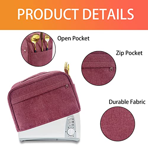 2 Slice Toaster Cover, Toaster Bags with Pockets, Bread Toaster Oven Dustproof Cover, Toaster Storage Bag, Appliance Covers For Kitchen Small Appliance, Fingerprint Protection, Gift for Women (S, Red) - Kitchen Parts America