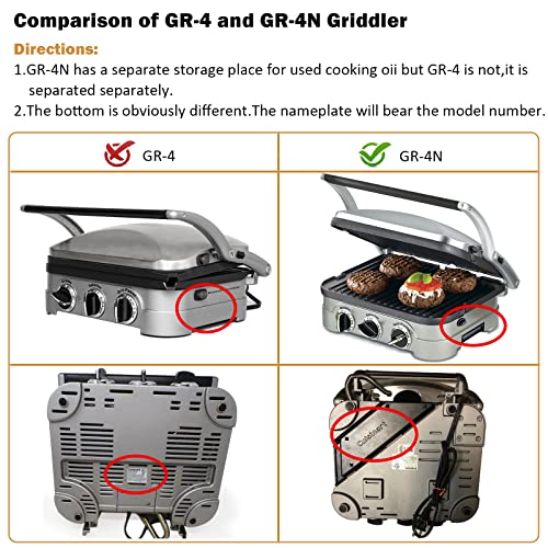 Griddler Plates Replacement for Cuisinart Griddler GR-4NP1 5-in-1,For Cuisinart Griddler Plates Replacement Cusinart Grilled Plate Cuisinart Griddle Accessories,BPA Free, 2Pcs - Grill Parts America