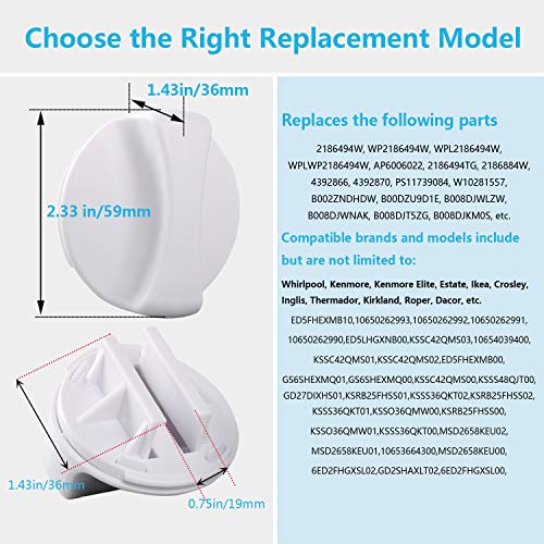 Reyhoar Refrigerator Water Filter Cap Replacement Part 2186494W - Compatible with Whirlpool & Kenmore & Roper Refrigerators - Replaces WP2186494W, 2186884W, 4392865, 4392869 - Grill Parts America