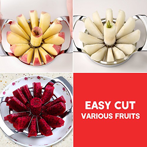 SAVORLIVING Apple Slicer Upgraded Version 12-Blade Extra Large Apple Corer, Stainless Steel Ultra-Sharp Apple Cutter, Pitter, Divider for Up to 4 Inches Apples (Update) (12 Cut) - Kitchen Parts America