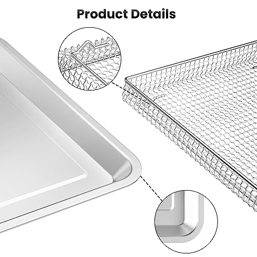 Stainless Steel Air Fryer Basket and Tray, Compatible with Cuisinart Airfryer TOA-060 and TOA-065, Stainless Steel Baking Pan, Cooking and Baking for Convection Toaster Oven, 1 Set, Silver - Grill Parts America