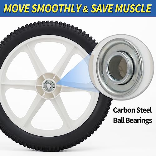 GICOOL 14 x 2'' Rubber Tire and Spoked Plastic Wheel, 1.75" Offset Hub Length, 1/2" Axle Bore, for Lawn mower Trolley Dolly Wheel Replacement, 2 Pack - Grill Parts America