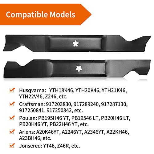 budrash 405380 Mower Blades for Hu sqvarna Craftsman Poulan Pro 46" Lawn Tractor, 532405380 High Lift Blades for Hu sqvarna YTH22V46, YTH20K46, Craftsman YT3000 46" Deck, Replace PP21011, 532403107 - Grill Parts America