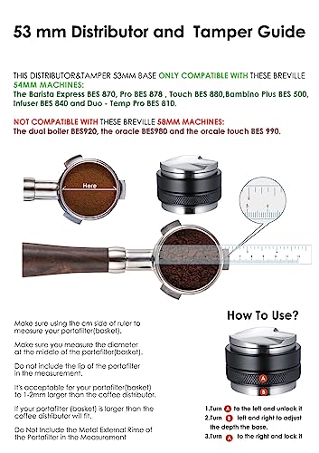 53mm Coffee Distributor & Tamper, MATOW Dual Head Coffee Leveler Fits for 54mm Breville Portafilter, Adjustable Depth- Professional Espresso Hand Tampers - Grill Parts America