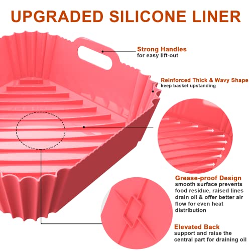 Air Fryer Silicone Liners Square 2 Pack 8.6 Inch Airfryer Liners 4-7 QT Reusable Air Fryer Liners Silicone Pot Oven Liner Baking Tray, Air Fryer Basket Silicone Mat Bowl Air Fryer Accessories Kitchen - Grill Parts America