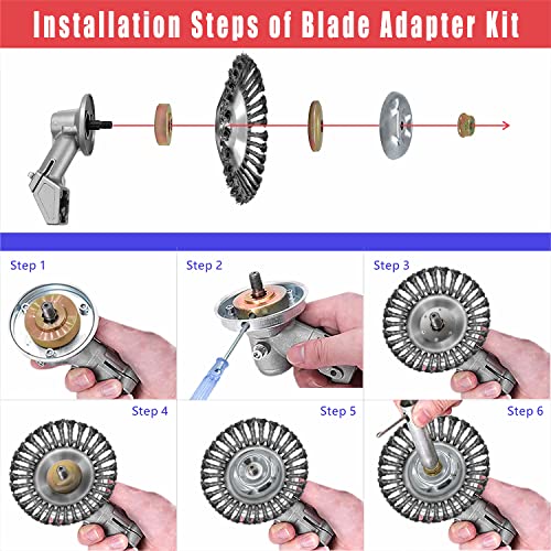 NeJesZoe 8 Inch Steel Wire Rotary Weed Brush Cutter Trimmer Head Weed Eater Cutter Blade with Universal Adapter Kits for Stihl Husqvarna String Trimmer Gardening Lawnmower Moss Grass Rust Removal etc - Grill Parts America