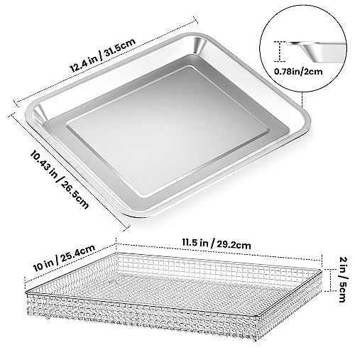 Stainless Steel Air Fryer Basket and Tray, Compatible with Cuisinart Airfryer TOA-060 and TOA-065, Stainless Steel Baking Pan, Cooking and Baking for Convection Toaster Oven, 1 Set, Silver - Grill Parts America