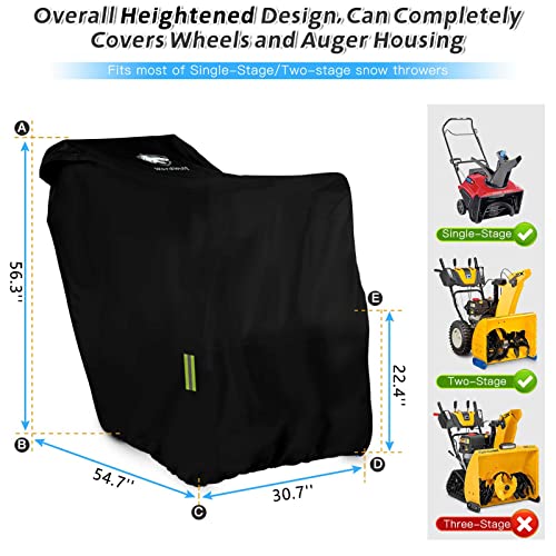 WardWolf Snow Blower Cover Waterproof Heavy Duty, Upgraded 800D Snow Thrower Cover , Fit Most Single Stage or 2 Stage SnowBlower Cover for Outside, Windproof, Sunproof, Black - Grill Parts America