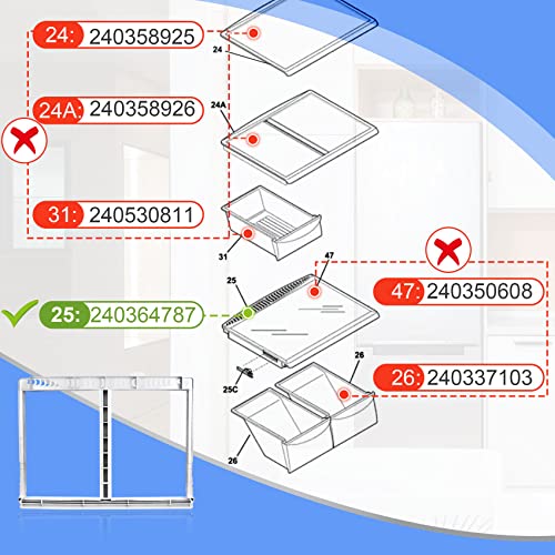 240364787 Drawer Cover Unit for Frigidaire Refrigerator Crisper Drawer Cover Frame, Refrigerator Replacement Parts - Grill Parts America