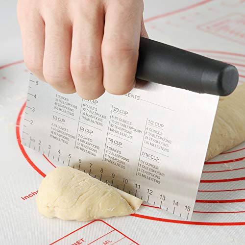 Dough Scraper Stainless Steel Dough Divider Chopper Bread Scraper Cake Pastry Pizza Cutter Slicer (Pastry Scraper) - Kitchen Parts America