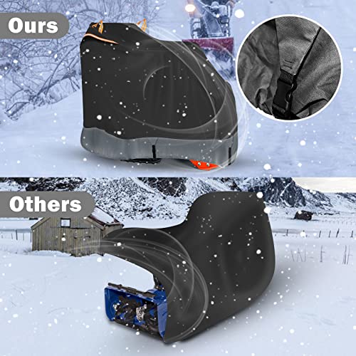 Tokept Snow Blower Cover, Heavy Duty 600D Oxford Fabric, with Drawstring Reflective Strip Triangle Straps, Universal Snowblower All-Weather Outdoor Waterproof Snow Protection Cover (Black&Gray) - Grill Parts America