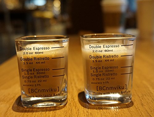 BCnmviku Espresso Shot Glasses Measuring Cup Liquid Heavy Glass for Baristas 2oz for Single Shot of Ristrettos (2 pack) - Kitchen Parts America