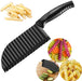 YukaBa Crinkle Potato Cutter 2.9" x 11.8" Stainless Steel Waves French Fries Slicer Handheld Chipper Chopper, Vegetable Salad Chopping Knife Home Kitchen Wavy Blade Cutting Tool, Black - Kitchen Parts America