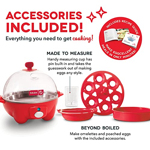 DASH Rapid Egg Cooker: 6 Egg Capacity Electric Egg Cooker for Hard Boiled Eggs, Poached Eggs, Scrambled Eggs, or Omelets with Auto Shut Off Feature - Red - Kitchen Parts America