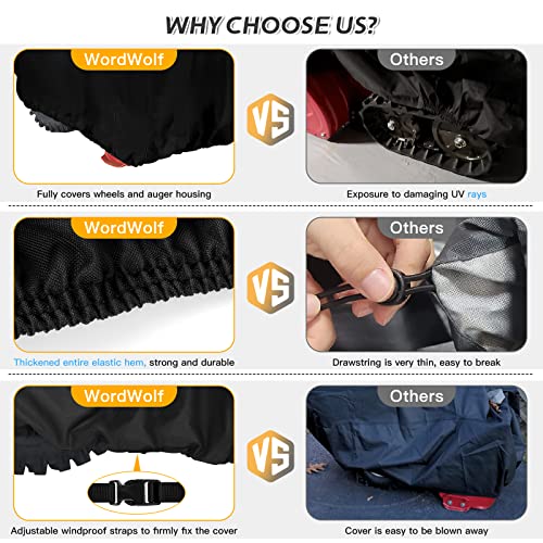WardWolf Snow Blower Cover Waterproof Heavy Duty, Upgraded 800D Snow Thrower Cover , Fit Most Single Stage or 2 Stage SnowBlower Cover for Outside, Windproof, Sunproof, Black - Grill Parts America