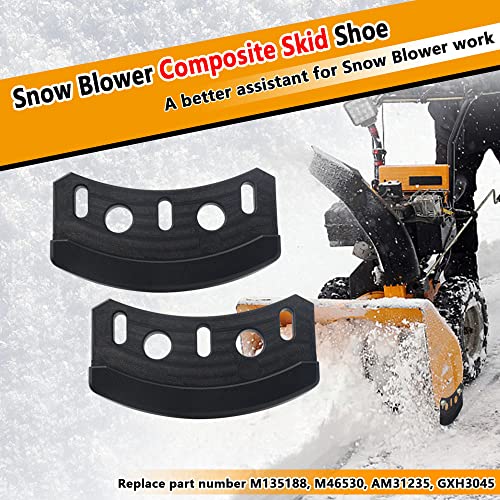 2-Pack M135188 Snow Blower Composite Skid Shoe for J-OHN Deere Tractors & 42, 44, 46, 47 inches Snowblowers, Replaces M46530, GXH3045, AM31235 Snow Blower Skid Shoe, fits L 100 110 X 350 354 465 485 - Grill Parts America