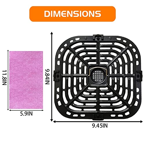 Air Fryer Grill Plate for Instants Vortex Plus 6QT Air Fryers, Upgraded Square Grill Pan Tray Replacement Parts with Rubber Feet for Instants, Non-Stick, Dishwasher Safe - Grill Parts America