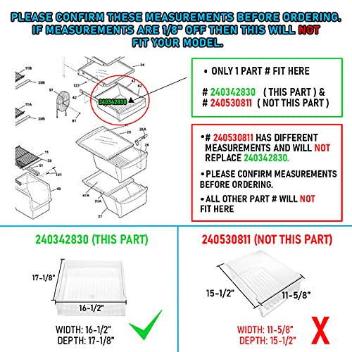 UPGRADED Lifetime Appliance 240342830 Meat Pan Crisper Bin Compatible with Frigidaire Refrigerator - Grill Parts America