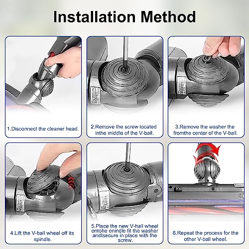 Fixbetter V-Ball Wheel Accessories for Dyson V6 V7 V8 V10 V11 V12 DC58 DC59 DC62 DC74 Cordless Vacuum Cleaner 35W 50W Direct Drive Cleaner Head Wheels Replacement Parts 968266-02 & 949852-05 - Grill Parts America