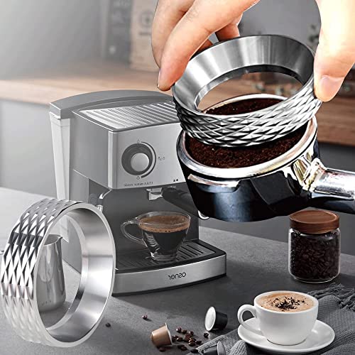 Espresso Dosing Funnel, Aluminum Alloy Coffee Dosing Ring Compatible with 58mm Portafilter Coffee Dosing Ring Compatible with All Espresso Magnetic Espresso Dosing Funnel Replacement Parts Silver - Kitchen Parts America