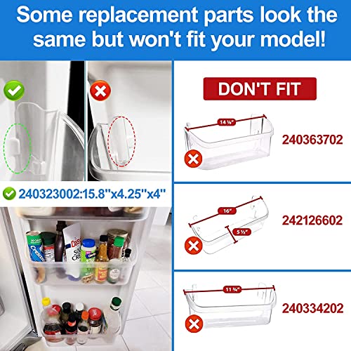 2 Pack 240323002 Refrigerator Door Bin Shelf Compatible with Frigidaire & Kenmore Bottom 2 Shelves on Refrigerator Side, PS429725, AP2115742 Replacement Parts Upgraded - Grill Parts America